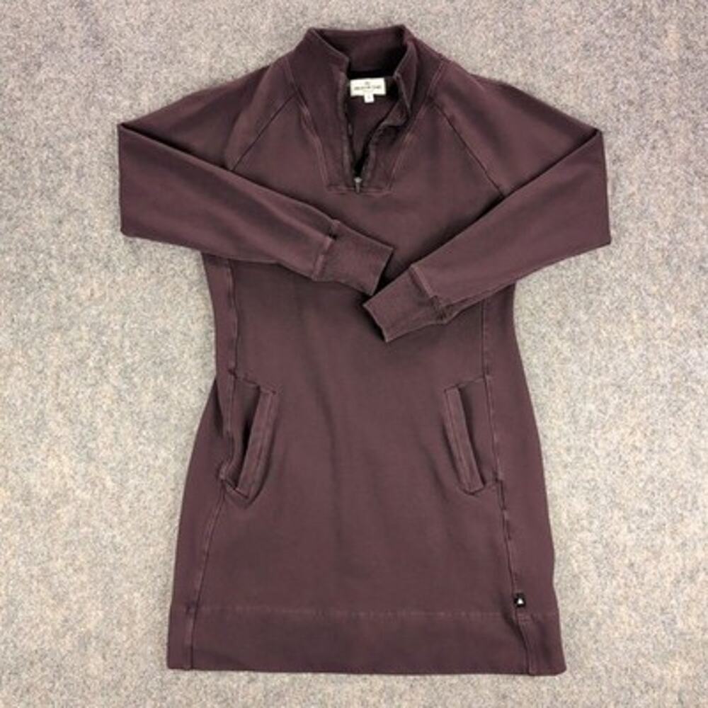 American Giant Sweater Dress Womens Medium Purple Mock Neck Quarter Zip Pockets